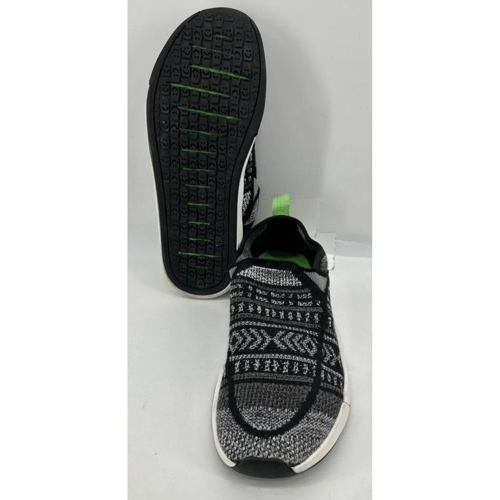 Sanuk China Quest Knit Slip On Shoes Black And Grey Mens Size 8 Women's 9